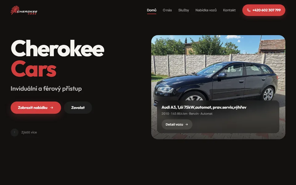Náhled webu cherokeecars.cz